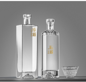 Botella de Vidrio para Licor View Mountain, Botella Vacía de 500 ml, Diseño Alto <span class=keywords><strong>con</strong></span> Base Volcánica y Sellada - Product Image 3