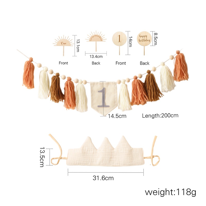 Bébé anniversaire chapeau bannière costume beige