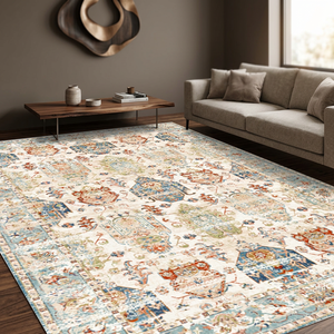 Tapis de salon américain de style bohème transfrontalier, carré, à rayures, imitation cachemire, pliable, lavable en machine, antidérapant en TPE - Product Image 3