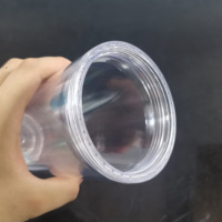 Entrepôt USA 12oz/16oz/24oz gobelet boule à neige en plastique transparent en acrylique à double paroi avec trou pré-percé et bouchon de paille