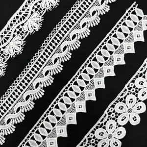 Free Samples Wholesale Hot Sale Embroidery Renda White Hollow Lace Fabric Trim For Wedding