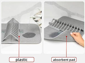 Al por mayor Nuevo Tapete Escurridor de Platos 2 en 1 Súper Absorbente Gris Plegable con Rejilla para Ollas, Platos, Sartenes y Tazones - Product Image 4