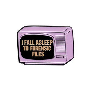 Throwback Crime Collection 80's Retro TV Enamel Pins I Fall Asleep To Forensic Files Brooches Criminal Record Lapel Badges