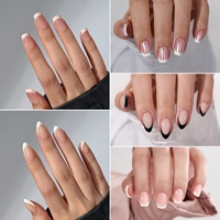 BTArtbox – Kit de faux ongles courts de haute qualité, en gel souple, couleur unie, style French, à presser, vente en gros