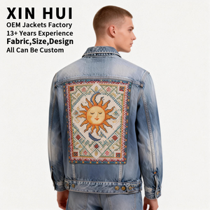 Veste en polyester brodée unisexe sur mesure, col montant, style bohème, hiver, logo sur le devant, haute qualité, vente en gros - Product Image 2