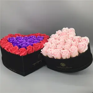 Handgefertigte großhandel Fabrik herzförmige samt starre Schachteln für Blumenverpackung Schutzmerkmale für Geburtstagsgeschenke
