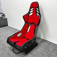 Siège baquet de course personnalisé en cuir imperméable rouge et fibre de carbone pour modification automobile DOS