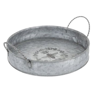 Exportadores al por mayor Bandeja galvanizada personalizada de metal redondeado Vajilla Cocina Bandeja galvanizada decorativa para servir - Product Image 4
