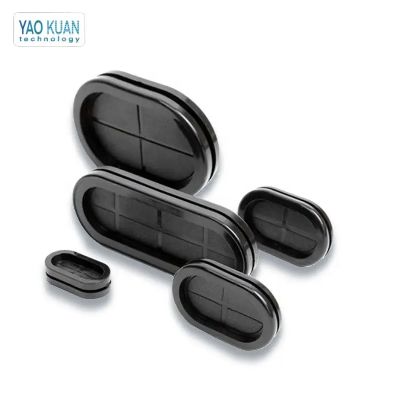 Black Oval Double Sided Grommet Sealing plastic Plug Wire Protection Coil Seals plastic parts custom plastic housing