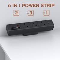 Prise de bureau à clipser de type G standard britannique, 3 prises britanniques avec USB-C 20W PD Charge rapide USB-A, station d'alimentation compacte à clipser