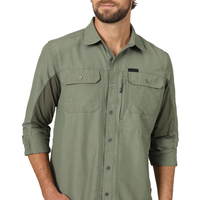 Chemise de travail tactique vert olive respirante multi-poches pour homme, idéale pour la pêche et la randonnée, pour commandes OEM et le commerce