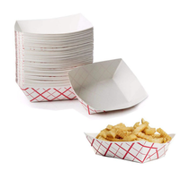 Nouveau style personnalisé boîte en forme de bateau enduit jetable à emporter boîte de frites boîte de poulet frit pour l'emballage alimentaire