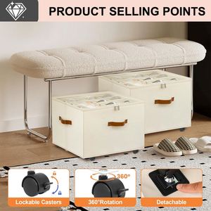 Caja de Almacenamiento de Zapatos Plegable con Ruedas, Tapa Transparente, 12 Compartimentos, Organizador de Zapatos de Tela que Ahorra Espacio para Armario - Product Image 5