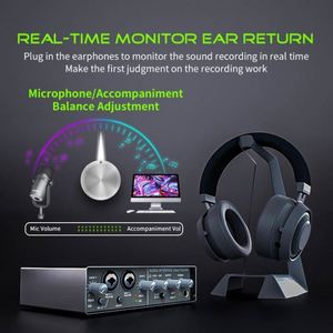 Interface audio USB à <span class=keywords><strong>bon</strong></span> prix <span class=keywords><strong>pour</strong></span> l'enregistrement, prise en charge du microphone 48v, interface de mixage audio stéréo <span class=keywords><strong>pour</strong></span> la diffusion en direct - Product Image 5