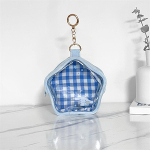 Bolsa de Maquillaje con Forma de Estrella de 5 Puntas, Linda, de PVC Transparente y Tela de Felpa, Bolsa de Cosméticos Transparente, Organizador de Artículos de Aseo para Viaje - Product Image 1