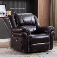 Fauteuil de salon moderne en cuir véritable, électrique, fonctionnel, inclinable, pivotant, avec repose-pieds rétractable