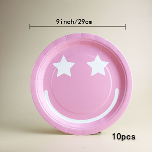 Ensemble d'assiettes en papier jetables DAMAI, fournitures pour fêtes d'enfants, vaisselle de banquet, assiettes à visage souriant - Product Image 3
