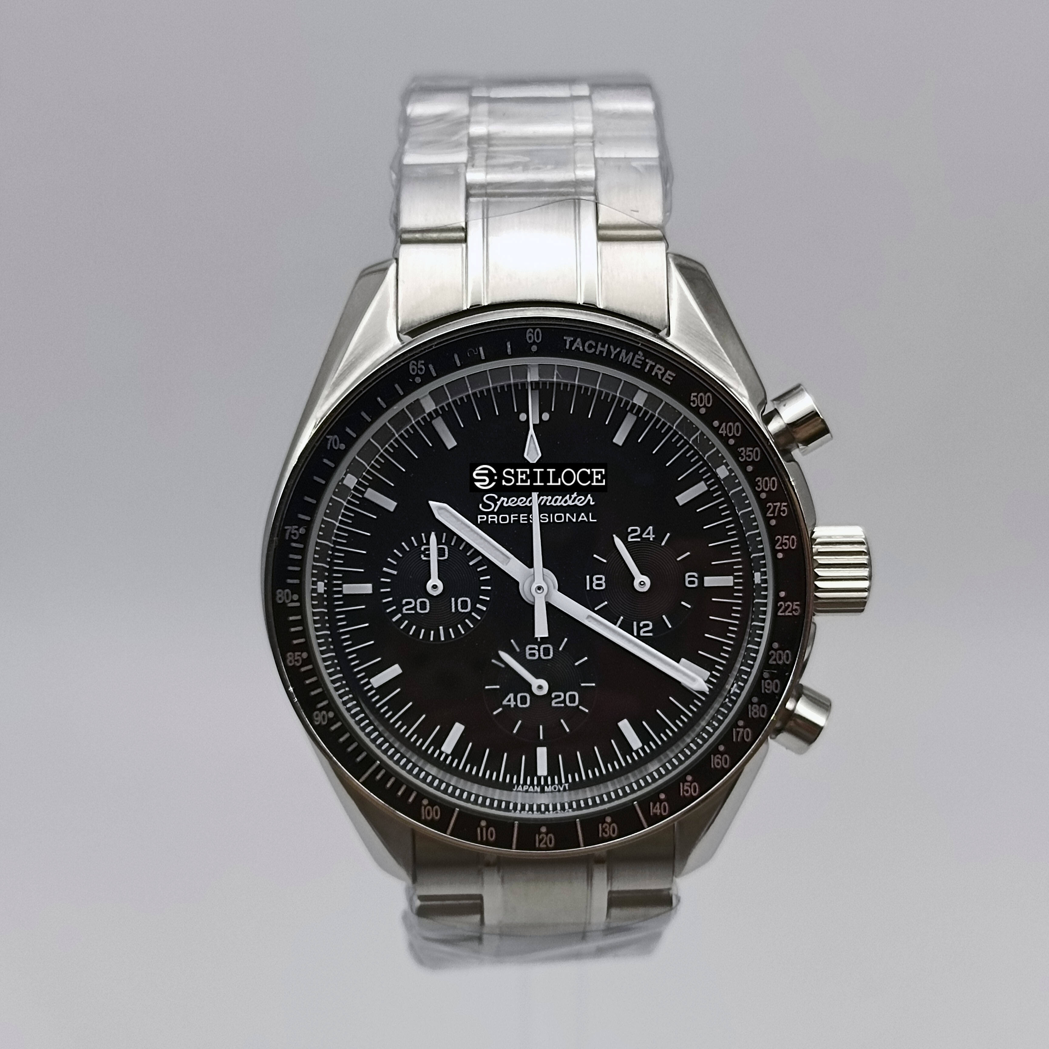 Silver Case+Black Dial+White hand