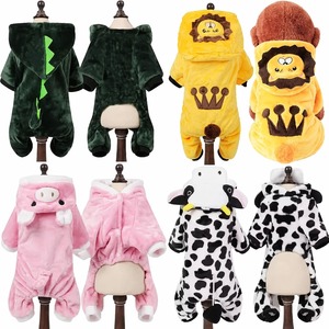 Ropa para Mascotas con Estampado de Animales de Dibujos Animados, <span class=keywords><strong>Pijama</strong></span> con Capucha para Perros y Gatos, Traje de Invierno Cálido de Cuatro Patas - Product Image 1