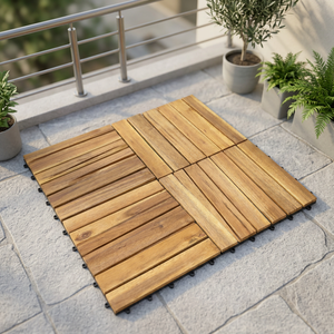 Modern Multilayer Engineered WPC Decking Tiles <b>Square</b> Interlocking Smooth Click Waterproof Outdoor Flooring Dual Lock Edge 5 - Product Image 4