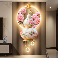 Peintures décoratives pour la maison avec gravure UV de fleurs de pivoine en pleine floraison, pendentif en métal, peinture LED lumineuse