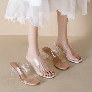 Sandalias de verano para mujer, zapatillas de gelatina de PVC, tacones altos para mujer, zapatillas de plexiglás transparentes con punta abierta, zapatos, sandalias de tacón - Product Image 3