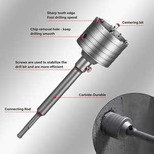 Foret à découper le béton mural en acier au tungstène DZ 125 mm, tige de connexion SDS Plus 220 mm pour blocs de béton, briques, alliage - Product Image 4