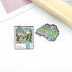 Broche en émail personnalisée avec motif forêt/<span class=keywords><strong>montagne</strong></span> pour Photo, sac <span class=keywords><strong>de</strong></span> Camping, vêtements, Badge <span class=keywords><strong>de</strong></span> revers, vente en gros, 9 pièces - Product Image 2