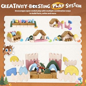 Canapé modulaire en blocs de construction personnalisés pour enfants, mousse haute densité, tabouret de jeu modulaire avec accoudoirs, pour les enfants de 2 à 4 ans - Product Image 5