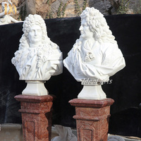 Buste sculpté à la main en marbre blanc Louis XIV, statue du Roi Soleil, sculpture royale française pour la décoration intérieure classique