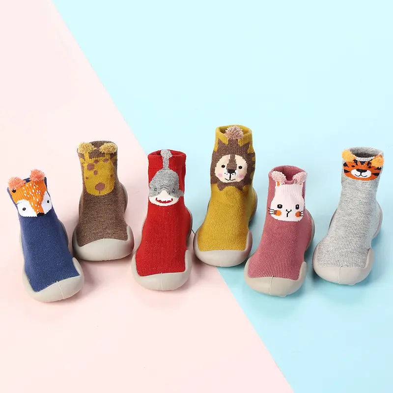 Wholesale Cheap Cute Animal Newborn Toddler Socks Cartoon Baby Shoes Socks Non Slip Rubber Sole Children's Floor Socks