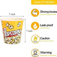 Tebery Lot de 12 contenants à popcorn en plastique réutilisables, résistants au lave-vaisselle et durables, pour soirées cinéma - 7 x 7 pouces