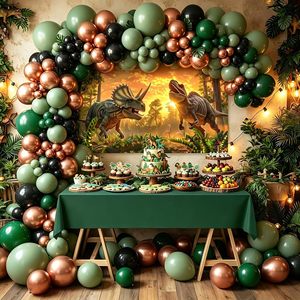 Kit de ballons personnalisés sur le thème des dinosaures avec <span class=keywords><strong>arche</strong></span> de ballons en latex vert sauge et or sur le thème de la <span class=keywords><strong>jungle</strong></span> dinosaure - Product Image 4