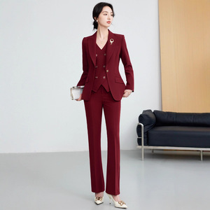 Women's Professional Suit Set Full Sleeve Worsted Anti-Wrinkle Office Lady Autumn Formal Wear - Product Image 1