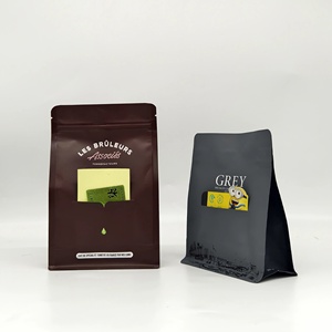 Sacs à fermeture éclair compostables et biodégradables écologiques personnalisés, à fond plat, pour l'emballage de <span class=keywords><strong>café</strong></span> en <span class=keywords><strong>grains</strong></span>, avec fente pour <span class=keywords><strong>carte</strong></span>, pour usage alimentaire - Product Image 2