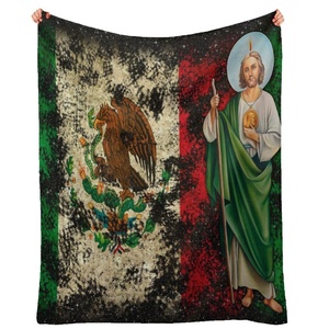 Manta de Forro Polar de Poliéster Sublimada con Personajes de San Judas <span class=keywords><strong>Tadeo</strong></span> y la Virgen de Guadalupe, Personalizada al por Mayor para América del Norte y México - Product Image 1