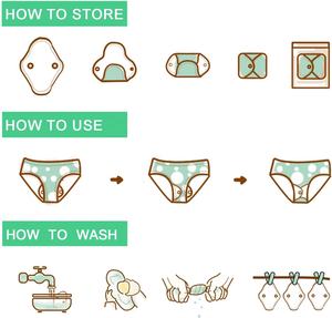 Tamaños S, todas las almohadillas de tela menstrual de algodón, forro de bragas suave reutilizable, almohadilla sanitaria, toalla, período, bragas, almohadilla - Product Image 6