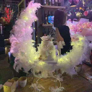 Décoration de gâteau en acrylique style déesse, motif fleur, lune, bateau, avec fil perlé, thème miel et douceur, pour anniversaire et événementiel - Product Image 1