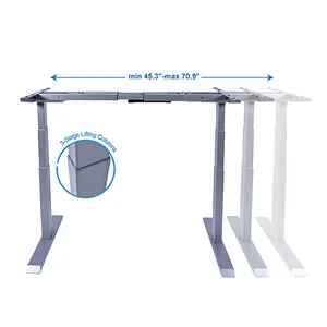 OKIN 공장 핫 세일 세 단계 듀얼 모터 서 책상 높이 조절 앉아 스탠드 책상 프레임