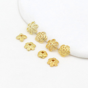 Perles de fixation en forme de fleur en cuivre plaqué or pour la fabrication de bracelets, composants de bijoux DIY, couleur inaltérable 14K 18K - Product Image 2