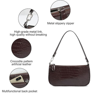 Women's Vintage Retro Mini Crossbody Shoulder <strong>Bag</strong> Crocodile Pattern Soft PU Leather Nylon Lining Chain Strap Buckle Closure - Product Image 3