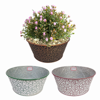 Pots de fleurs rétro européens Décoration intérieure Seau en métal Jardinières de jardin à domicile Vase décoratif galvanisé à motif d'estampage