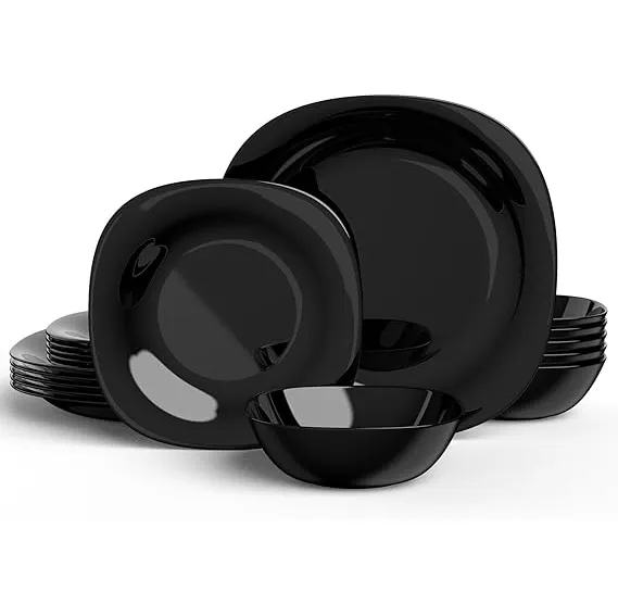 Gran oferta, plato de cristalería de tamaño personalizado, tazón cuadrado de vidrio de ópalo negro de estilo tradicional y plato plano