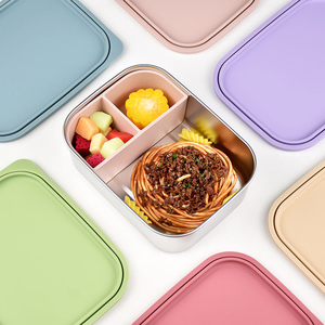 2026 New Flat Lid <b>School</b> Food Container Kids Reusable Leakproof 3 Compartments Stainless Steel Bento <b>Lunch</b> <b>Box</b> BPA Free Large - Product Image 5