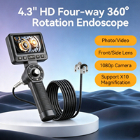 Caméra d'inspection de tuyaux avec écran IPS de 4,3 pouces, double objectif de 6,5 mm, boroscope articulé à 360°, joystick 4 directions, IP67, 1080P, zoom 10x