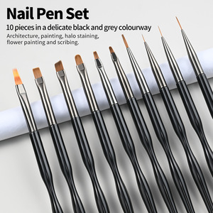 Outils de manucure en gros – Stylos professionnels pour la sculpture et la peinture des ongles, lot de 10 pinceaux ultra-fins pour le nail art - Product Image 1