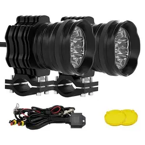 12v-24v 25w Dual Color Waterproof Lamp Projector Headlight Auxiliary Driving Work Led Fog/driving Light