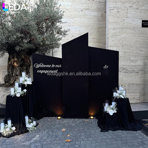 Décorations d'événements de mariage LEDA, toile de fond en acrylique classique, simple et moderne, fond mural noir de forme irrégulière - Product Image 2