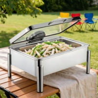 9L Kapazität Chafing Dish Set aus 304 Edelstahl, alkoholbetrieben, 85-100°C Speisenwärmer für Buffet, Catering, professionelle Gastronomie