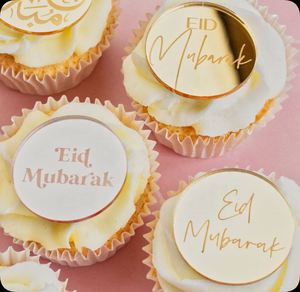 Customized Party Decorations Gift Tags Eid Charms <b>Mirror</b> Cupcake Discs Engraved 4Pcs Ramadan Cake Toppers - Product Image 2